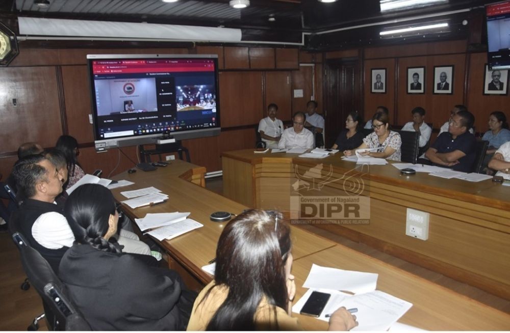 Chief Secretary, Dr J Alam, IAS held a virtual briefing with all the line departments on PMJUGA at the conference hall, Nagaland Civil Secretariat, Kohima on September 23. (DIPR Photo)
